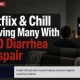 Fostoria News Person watching Netflix with headline about STD diarrhea despair.